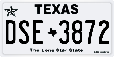 TX license plate DSE3872