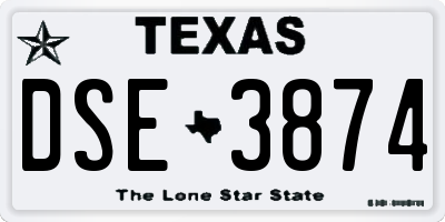 TX license plate DSE3874