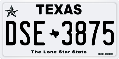 TX license plate DSE3875