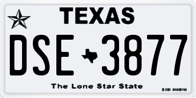 TX license plate DSE3877