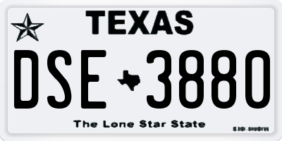 TX license plate DSE3880