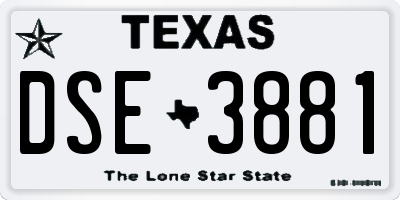 TX license plate DSE3881