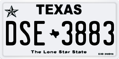 TX license plate DSE3883