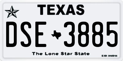 TX license plate DSE3885