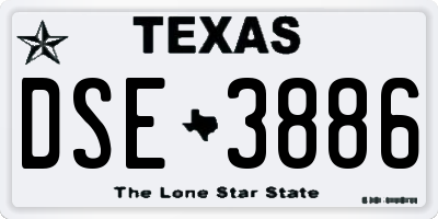 TX license plate DSE3886