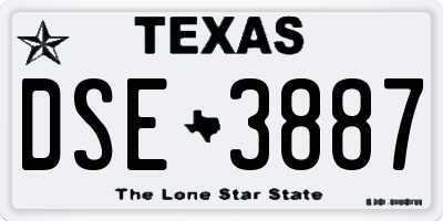 TX license plate DSE3887