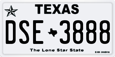 TX license plate DSE3888