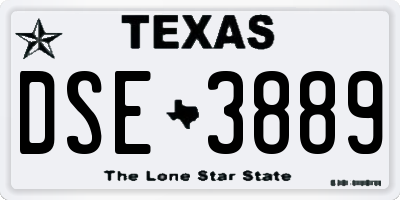 TX license plate DSE3889