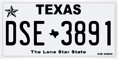 TX license plate DSE3891