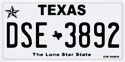 TX license plate DSE3892