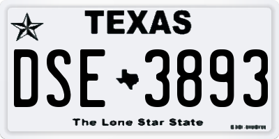 TX license plate DSE3893