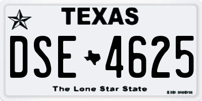 TX license plate DSE4625