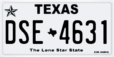 TX license plate DSE4631