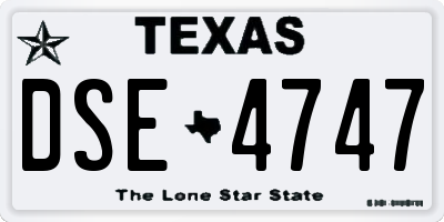 TX license plate DSE4747