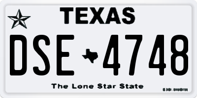 TX license plate DSE4748