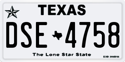 TX license plate DSE4758