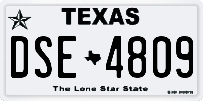 TX license plate DSE4809