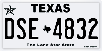 TX license plate DSE4832