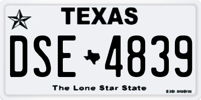 TX license plate DSE4839