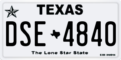 TX license plate DSE4840