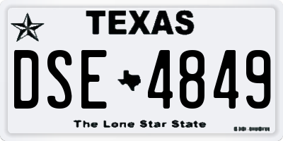 TX license plate DSE4849