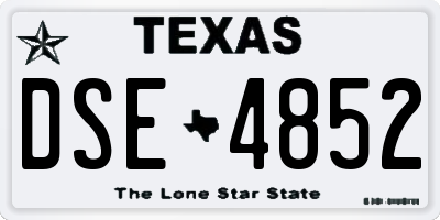 TX license plate DSE4852