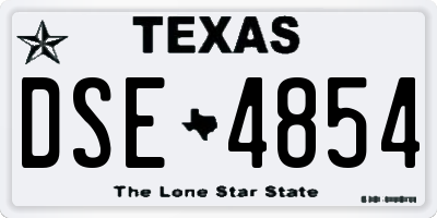 TX license plate DSE4854