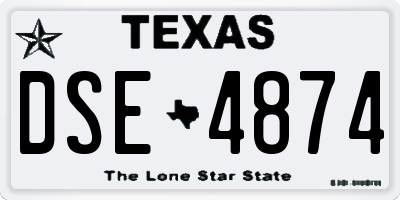 TX license plate DSE4874