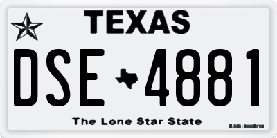 TX license plate DSE4881