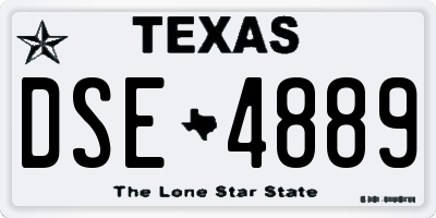 TX license plate DSE4889