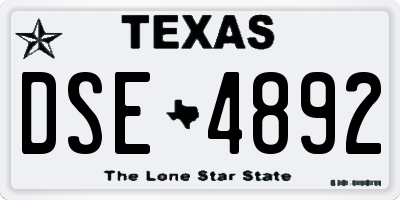 TX license plate DSE4892