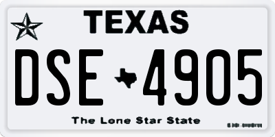 TX license plate DSE4905