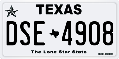 TX license plate DSE4908