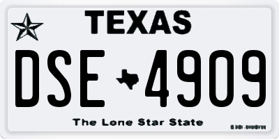 TX license plate DSE4909