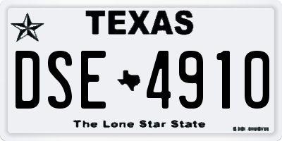 TX license plate DSE4910