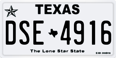 TX license plate DSE4916