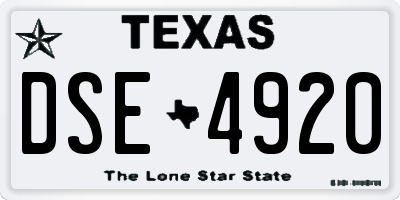 TX license plate DSE4920