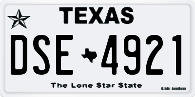 TX license plate DSE4921