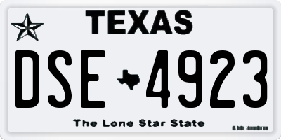 TX license plate DSE4923