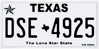 TX license plate DSE4925