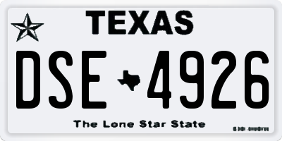 TX license plate DSE4926