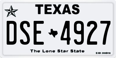 TX license plate DSE4927