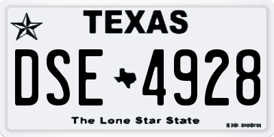 TX license plate DSE4928