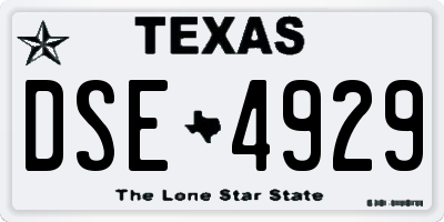 TX license plate DSE4929