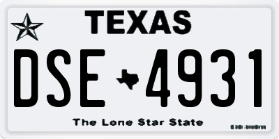 TX license plate DSE4931