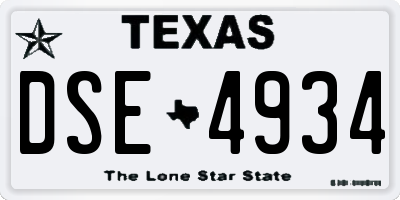 TX license plate DSE4934