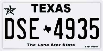 TX license plate DSE4935