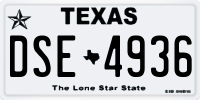 TX license plate DSE4936