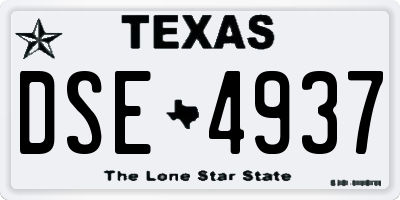 TX license plate DSE4937