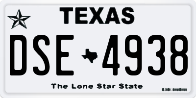 TX license plate DSE4938